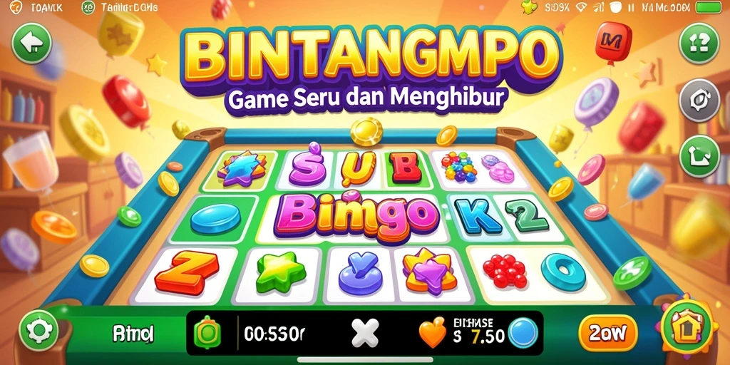 Tampilan gameplay seru dari BINTANGMPO dengan suasana Bingo yang penuh warna.