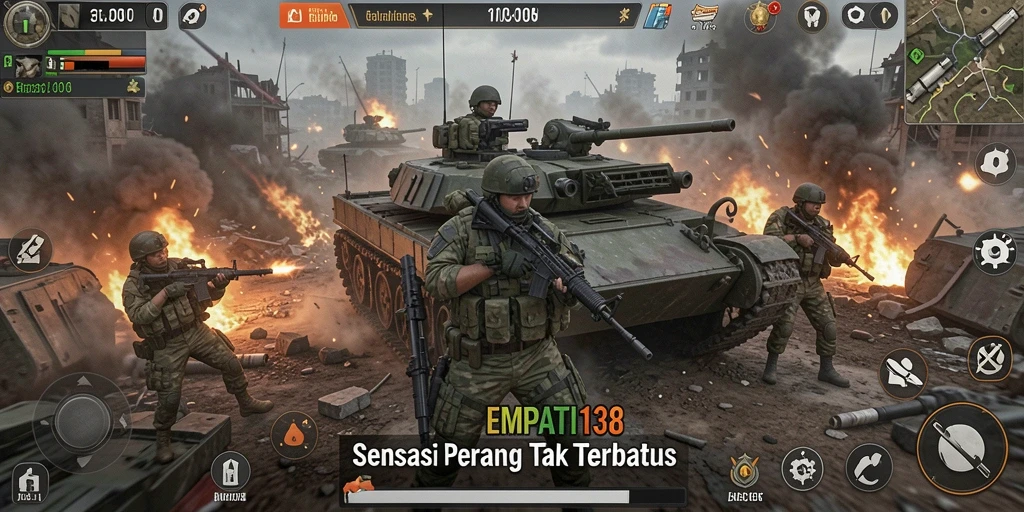 Tangkapan layar menunjukkan aksi mendebarkan dalam EMPATI138 di medan perang.