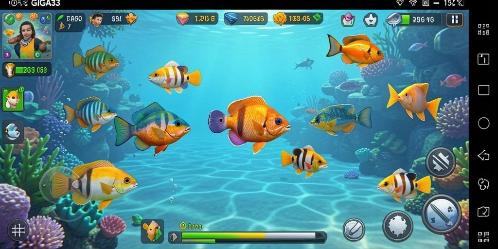 Screenshot GIGA33 menampilkan aksi seru menembak ikan.