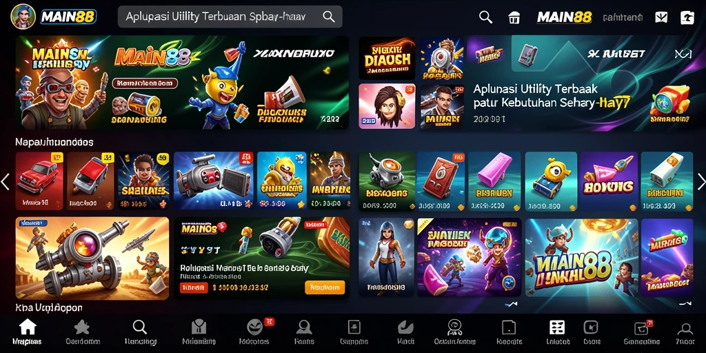 Screenshot utama MAIN88 menampilkan antarmuka yang bersih dan fitur-fitur utama aplikasi Utility.
