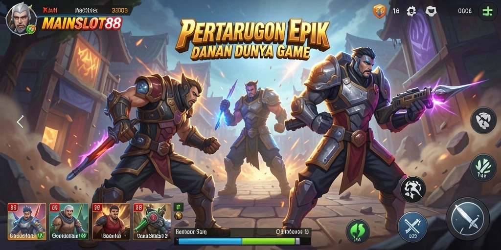 Screenshot menunjukkan pertarungan intens antar karakter dalam MAINSLOT88.