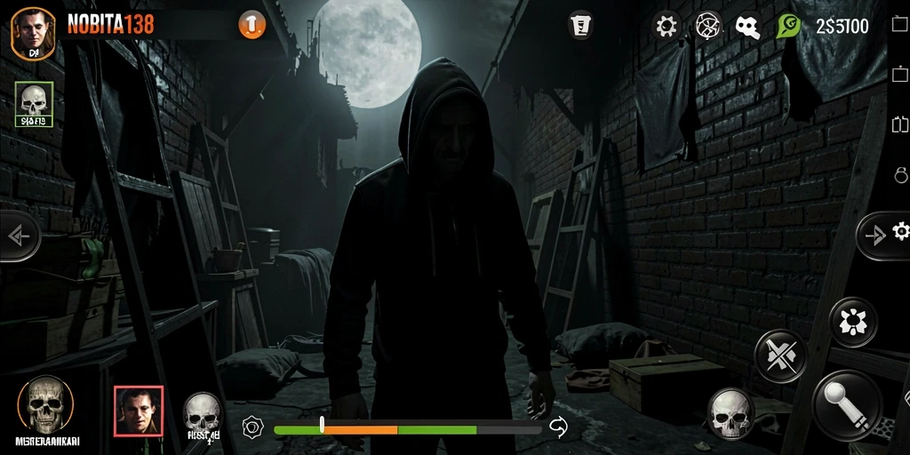 Tangkapan layar menunjukkan suasana mencekam dalam gameplay NOBITA138.