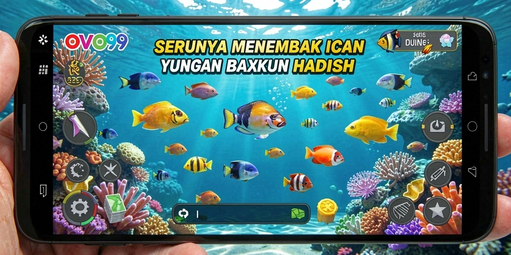 Tampilan seru gameplay OVO99 dalam menembak ikan.