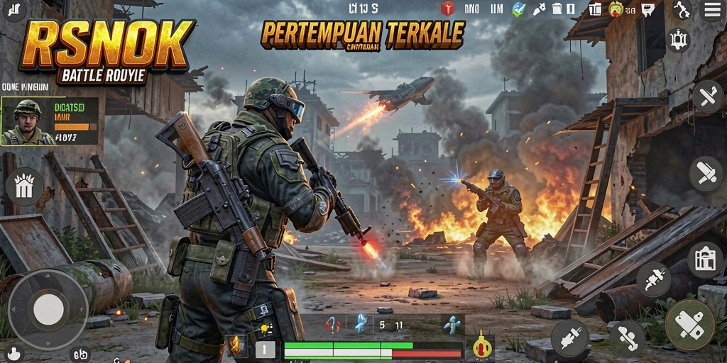 Tangkapan layar menampilkan aksi seru dalam gameplay Battle Royale RSNOK.